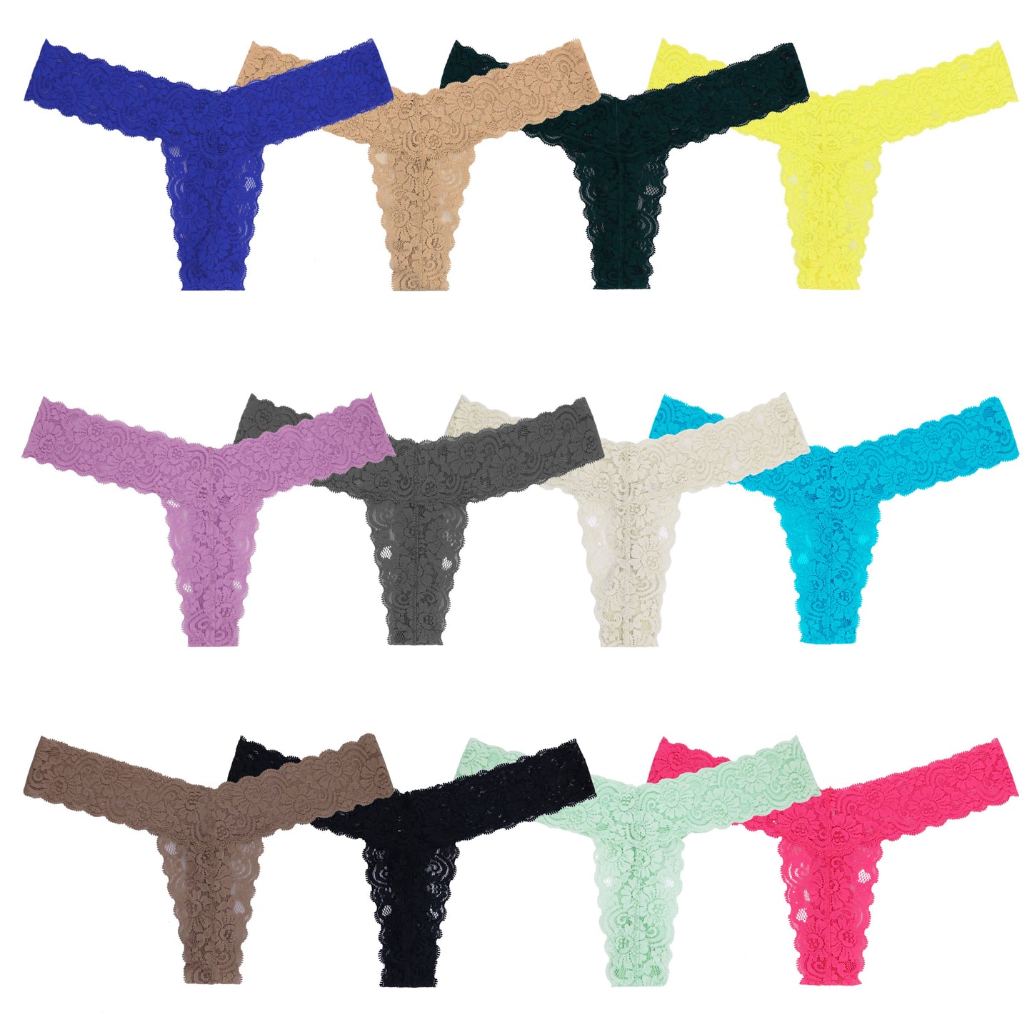 Women's Sexy Lace Thongs Low Rise One Size Panties