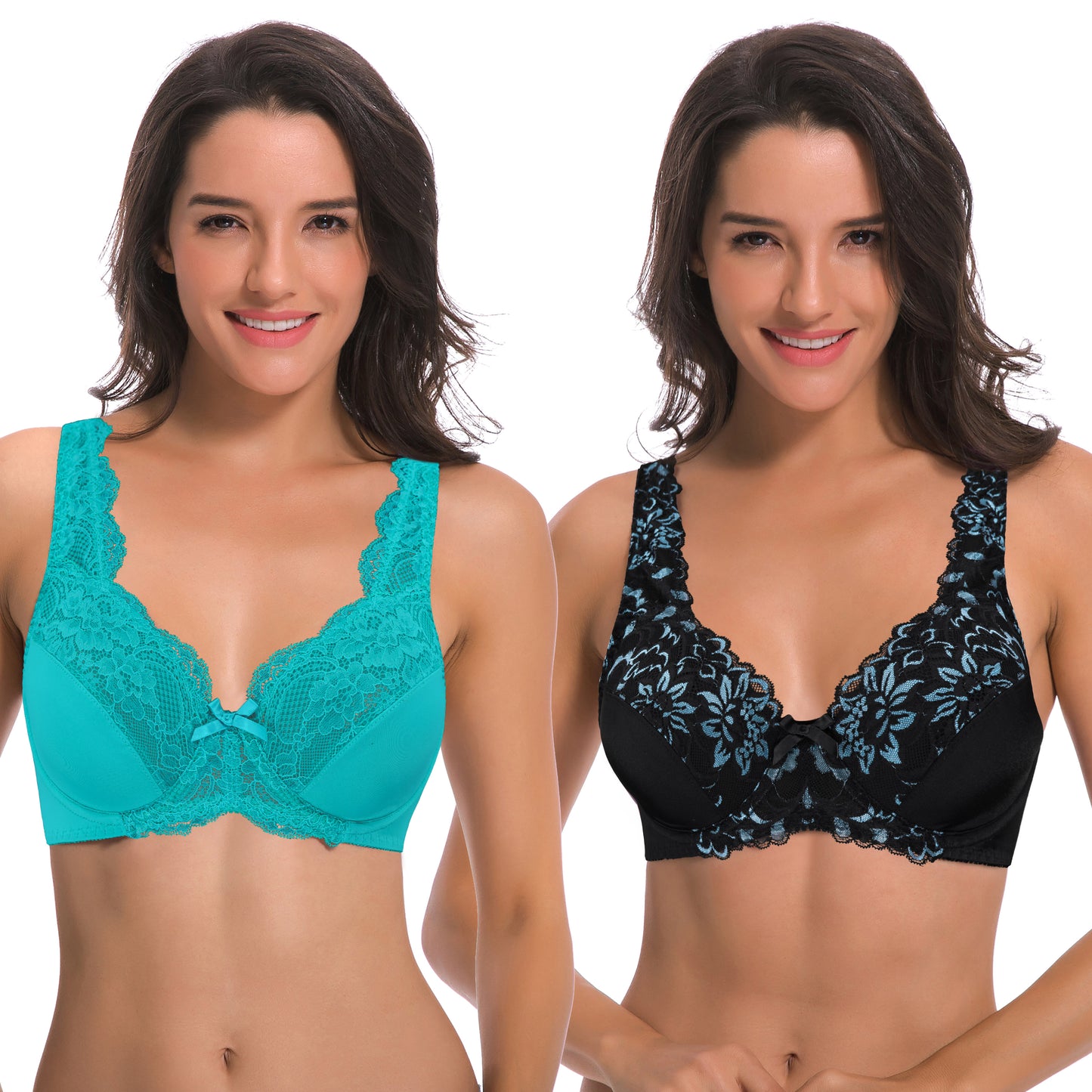 Women's Minimizer Unlined Underwire Bra With Lace Embroidery