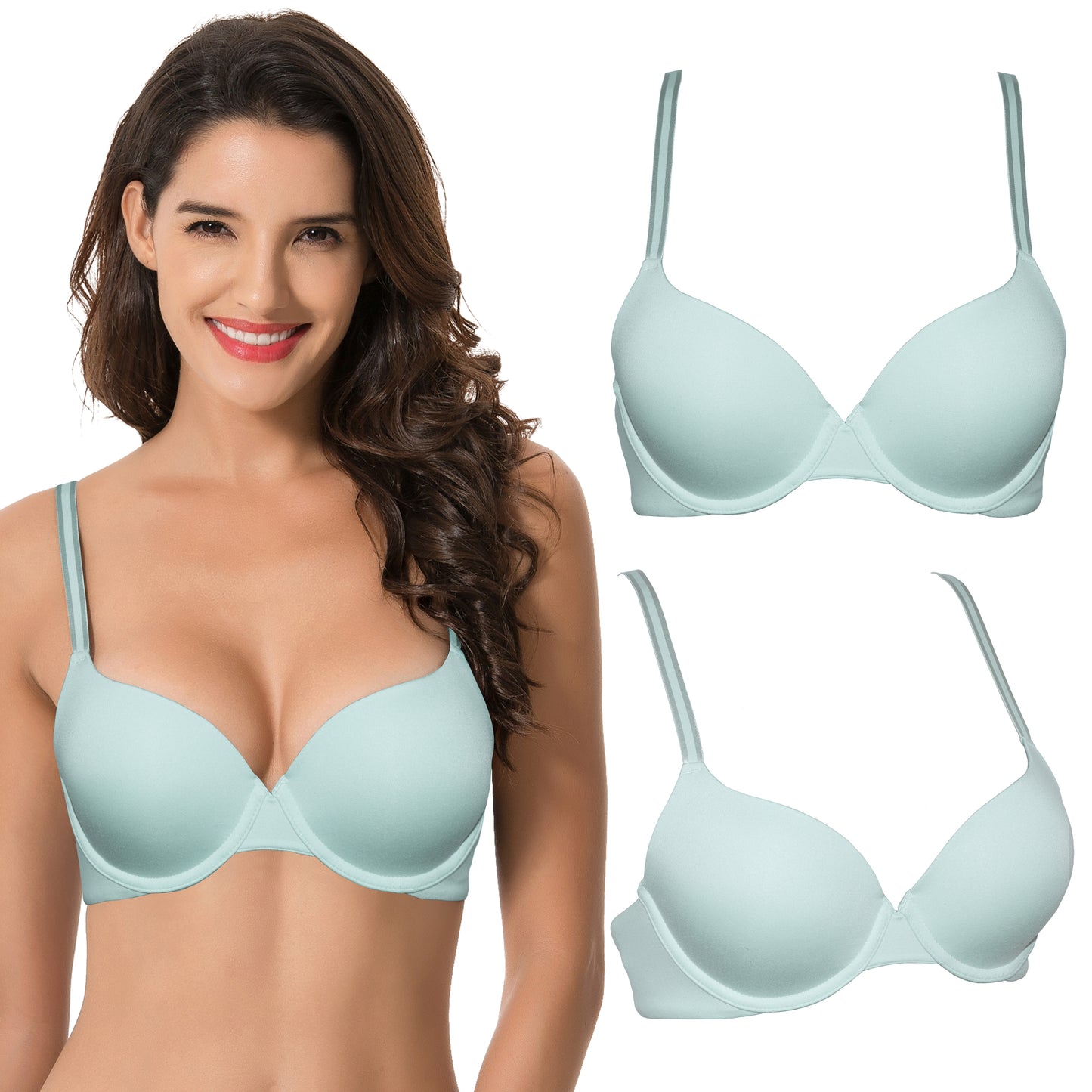 Women's Light Lift Add 1 Cup Push Up Underwire Convertible Tshirt Bra
