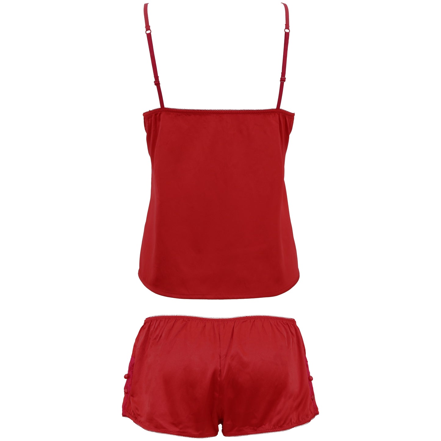 Women's Satin Lingerie Lace Camisole Tank Top With Shorts Pajama Set