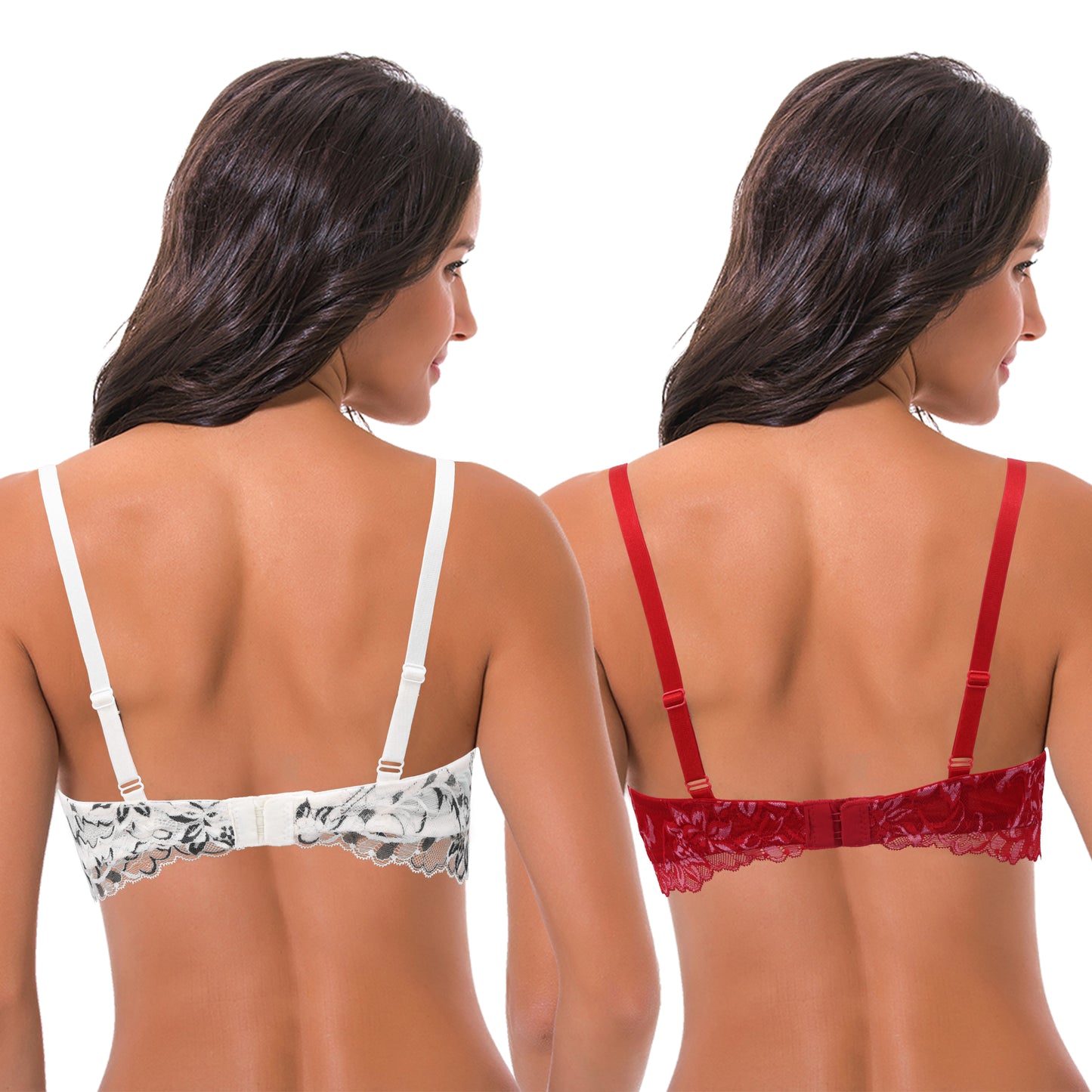Women's Underwire Plus Size Push Up Add 1 and a Half Cup Lace Bras