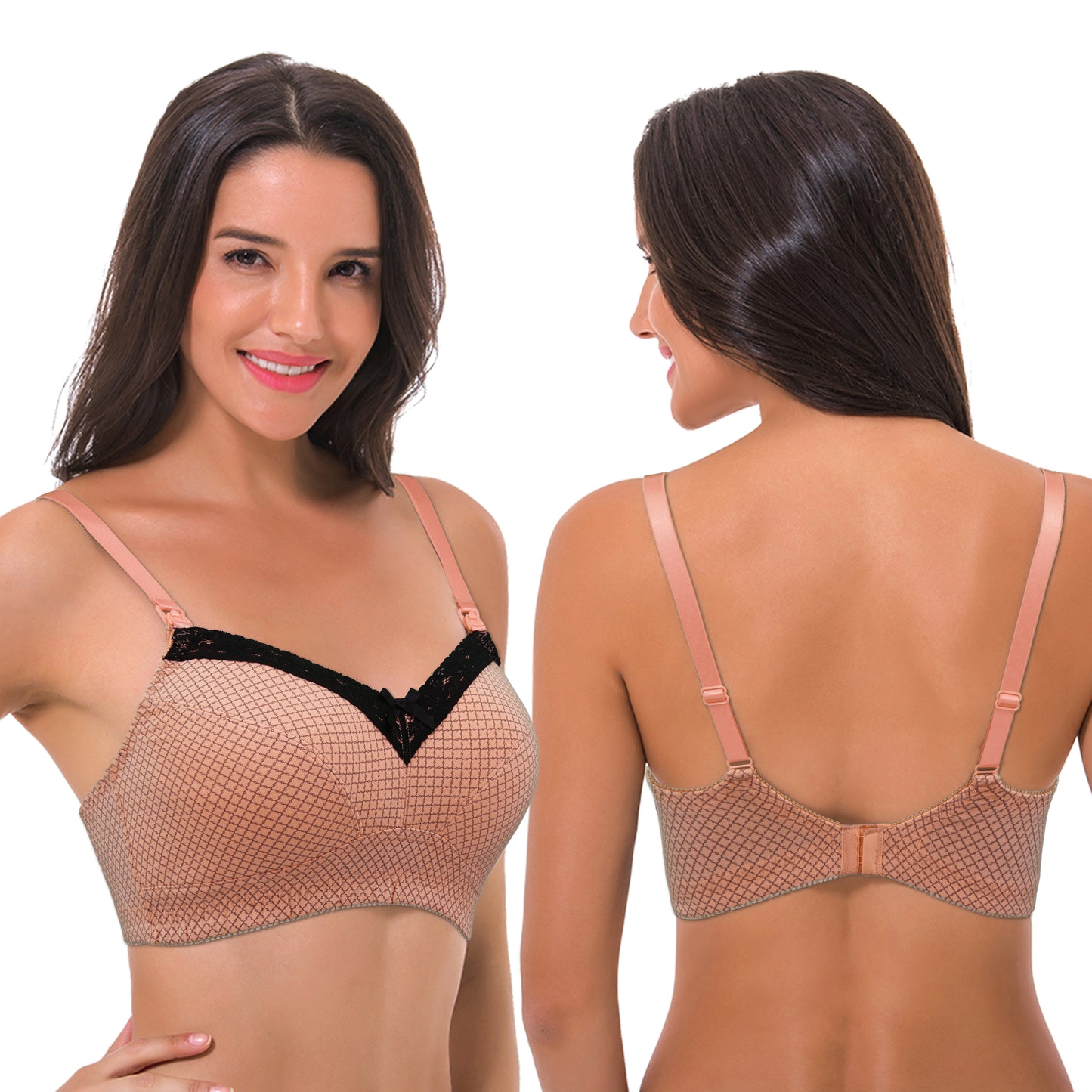 Women's Nursing Plus Size Wirefree Unlined Maternity Lace Trim Bra