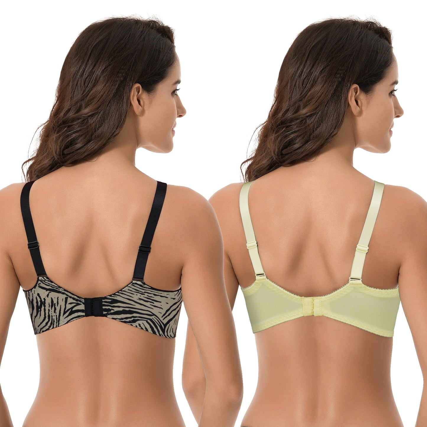 Plus Size Minimizer Underwire Bra with Floral and leopard Print-2pack