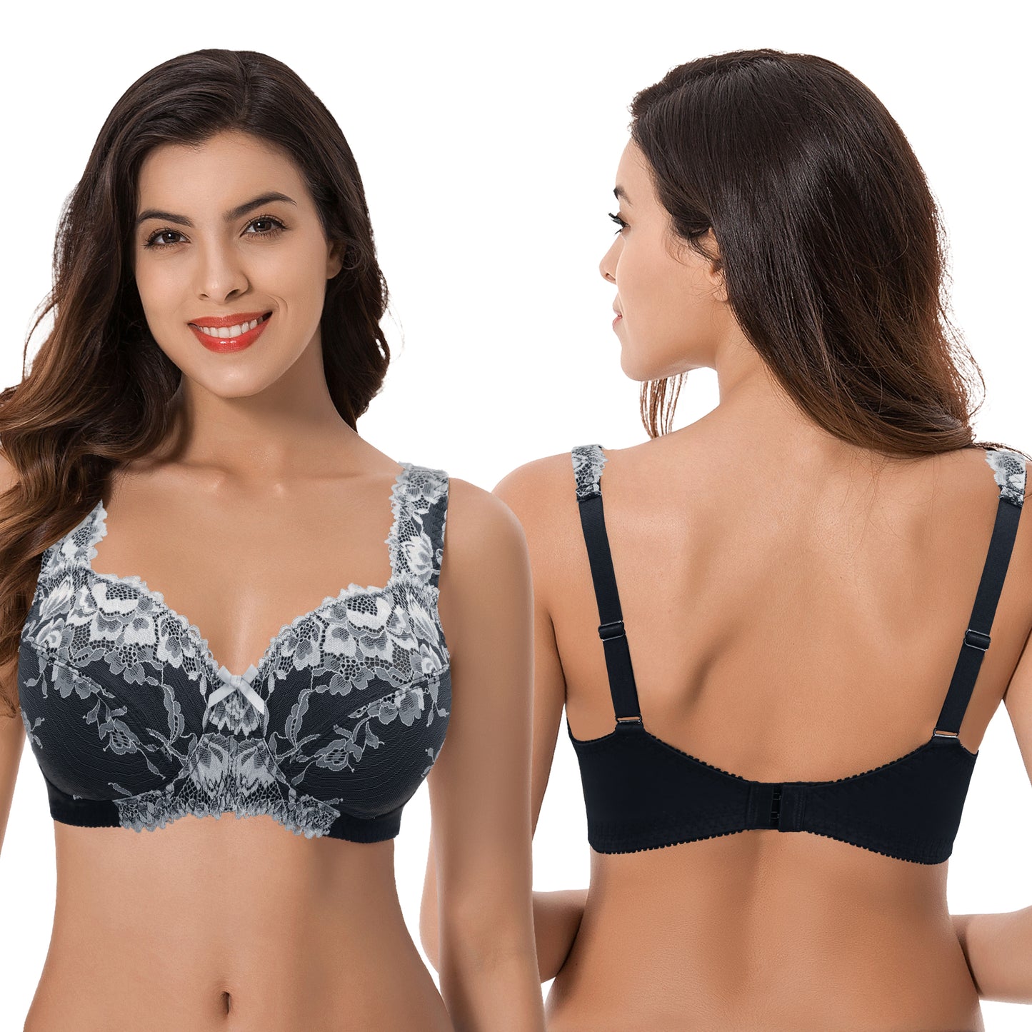 Women's Plus Size Minimizer Unlined Wireless Lace Full Coverage Bras
