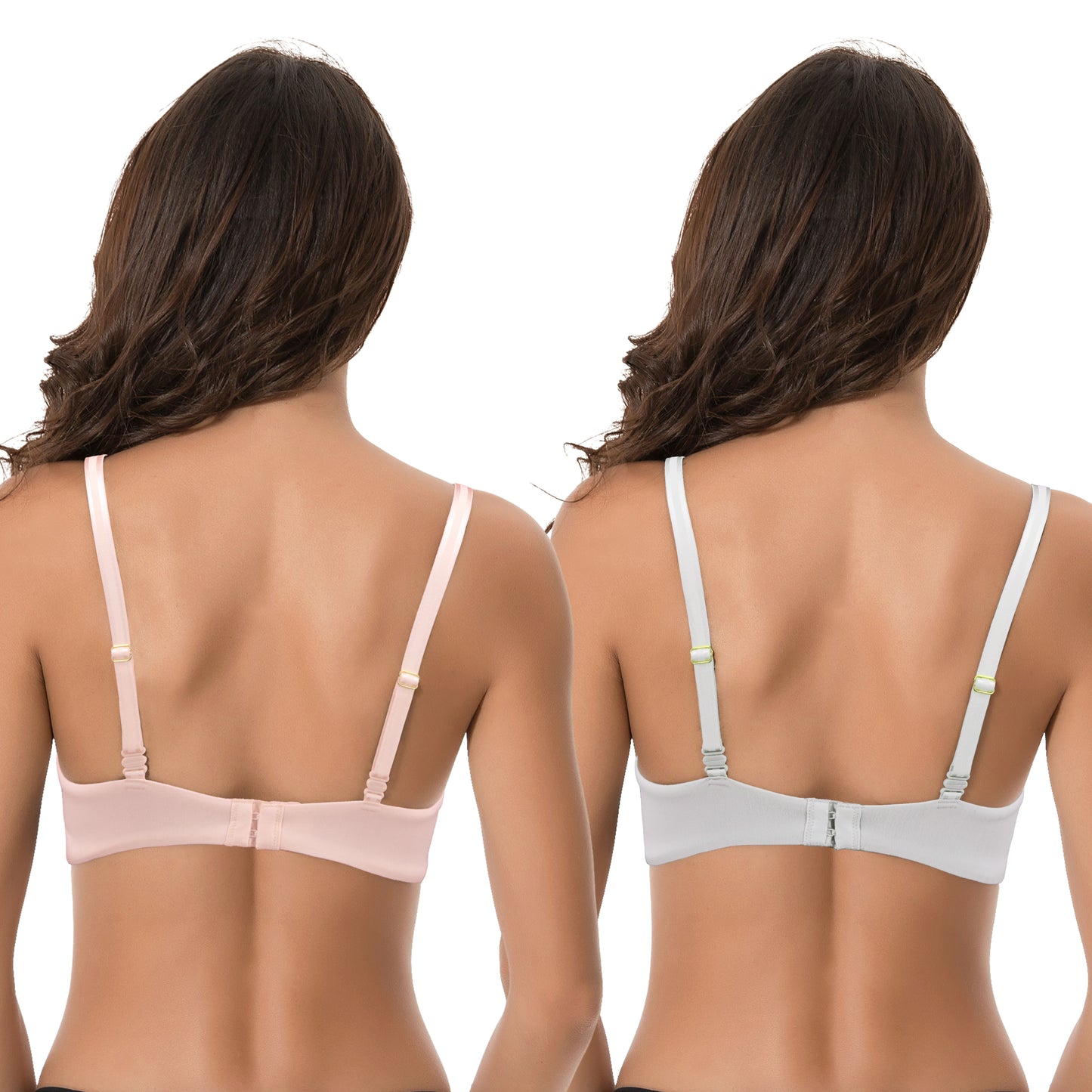 Women's Light Lift Add 1 Cup Push Up Underwire Convertible Tshirt Bra-2PK-LT GRAY,PINK
