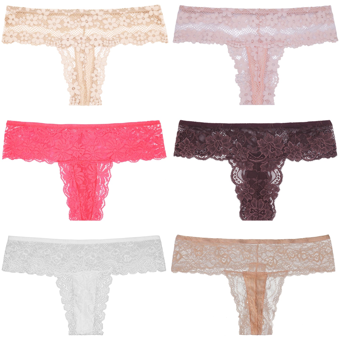 Women's Low Rise Sexy Sheer Lace Thongs Panties