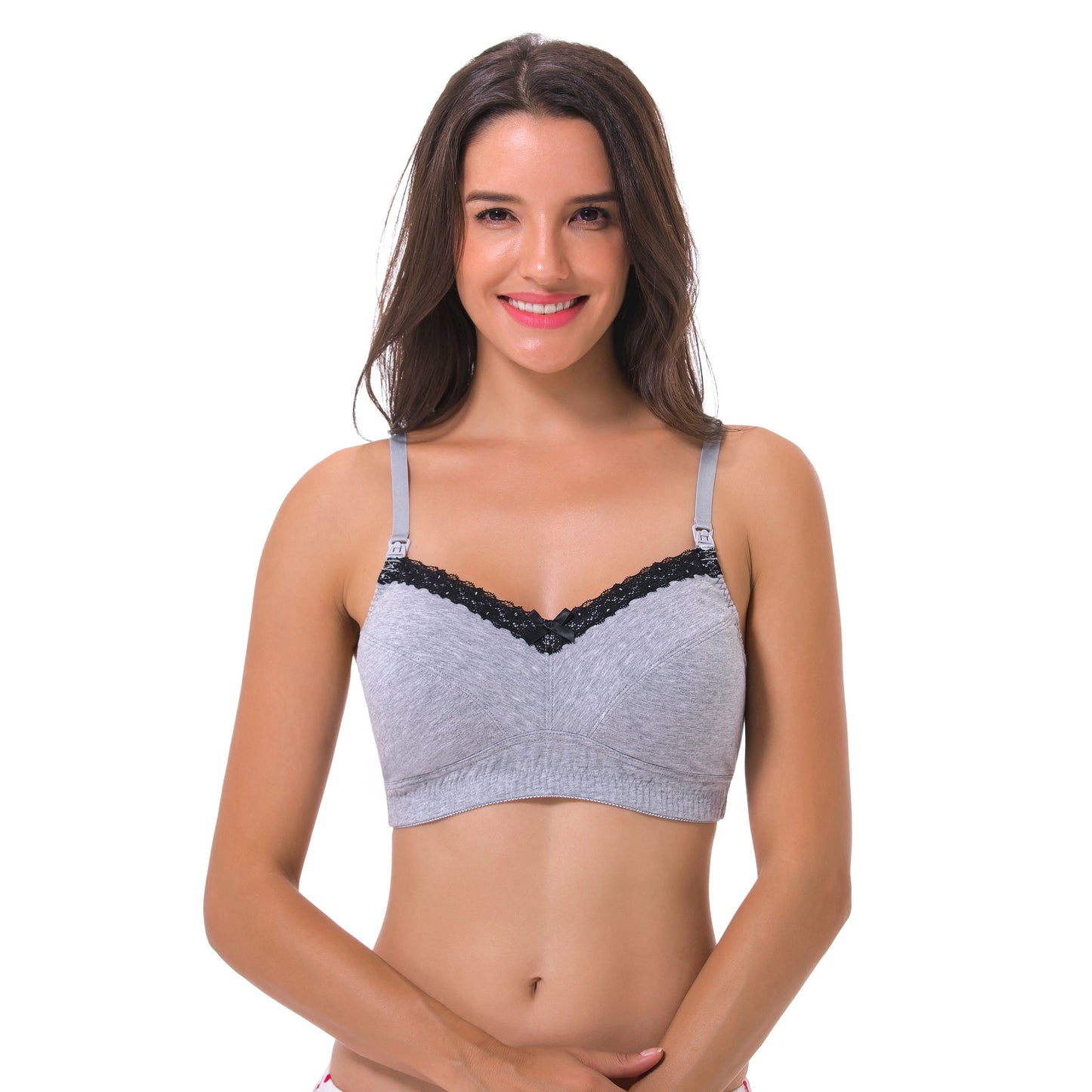 Women's Nursing Plus Size Wirefree Unlined Maternity Lace Trim Bra