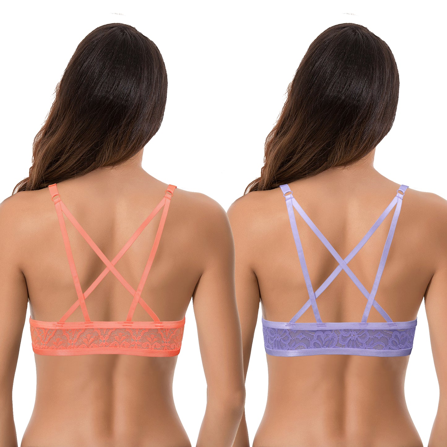 Women's Push Up Add 1 and a half Cup Underwire Halter Front Close Bras -2PK