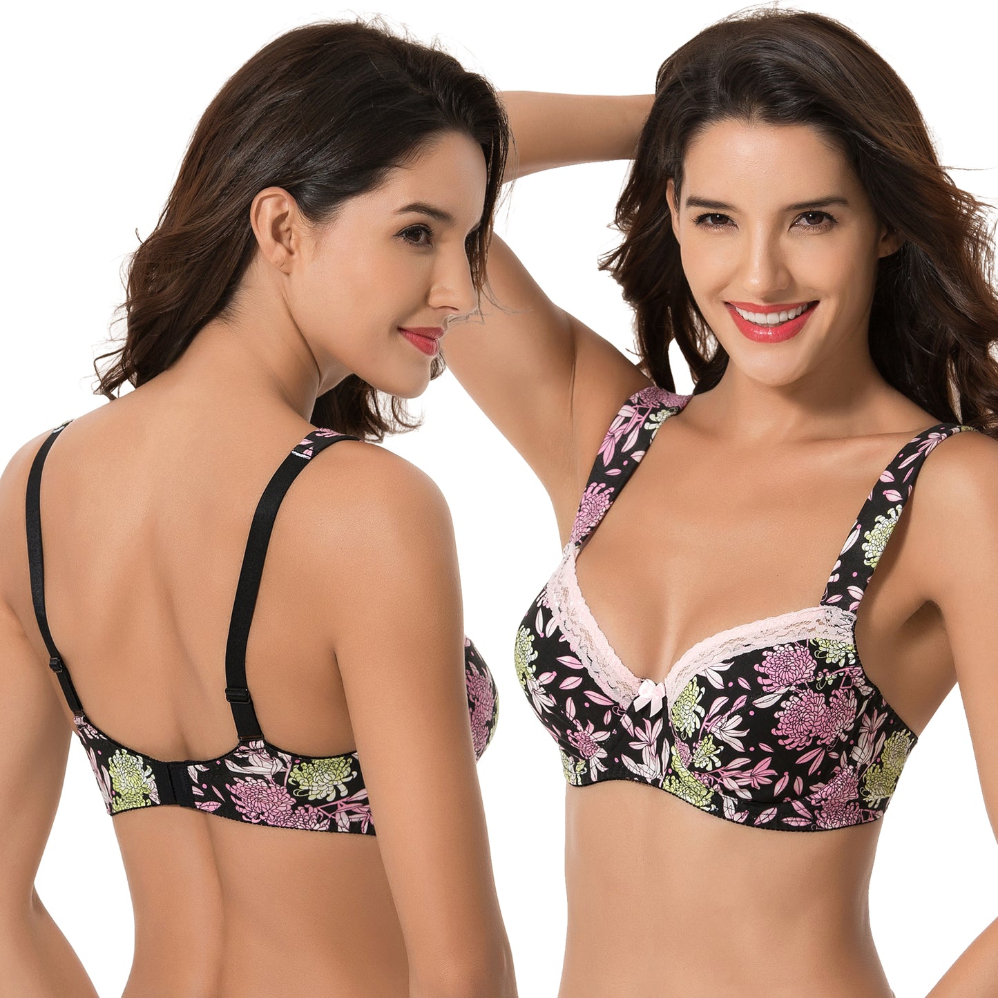 Women's Plus Size Underwired Unlined Balconette Cotton Bra