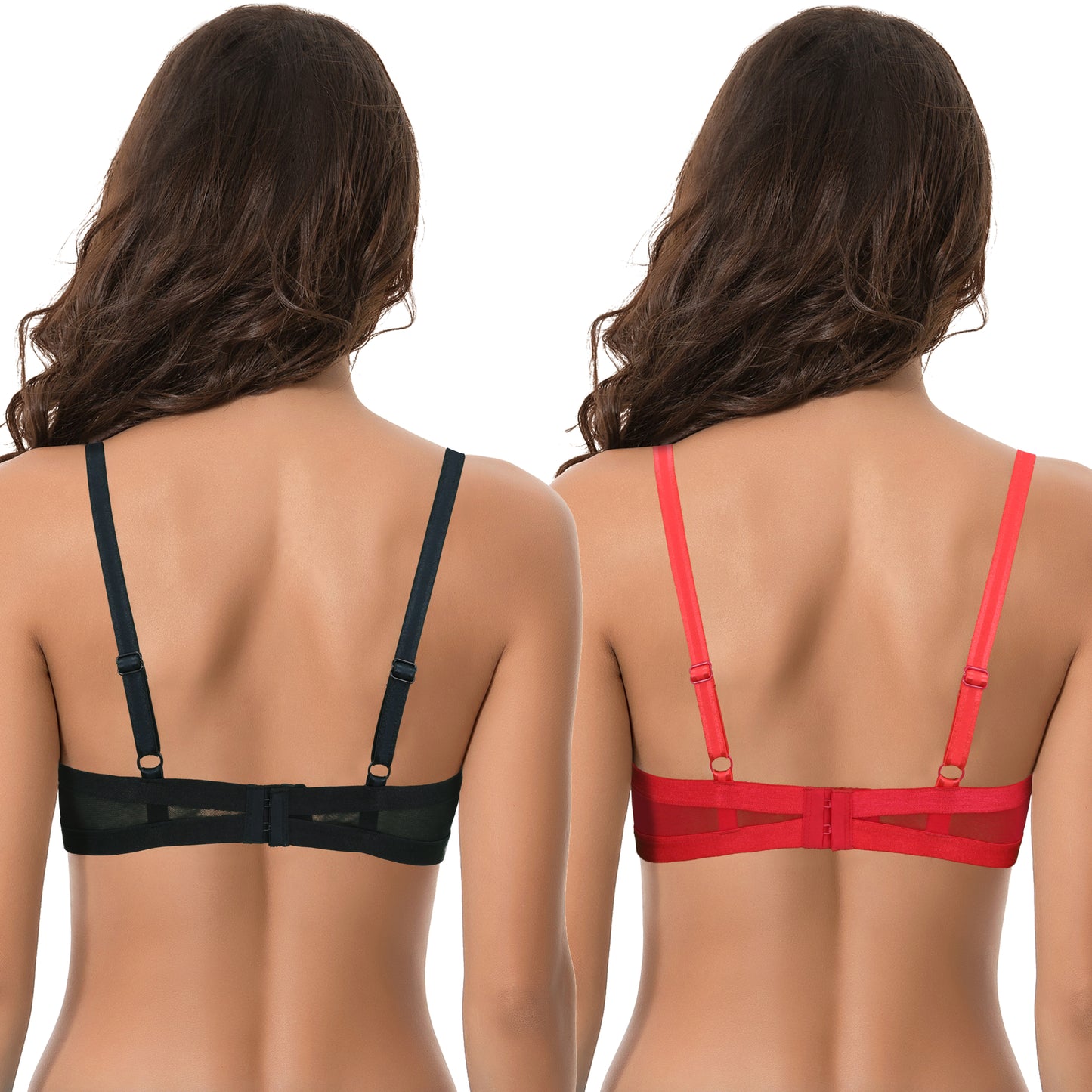 Women's Plus Size Push Up Add 1 Cup Underwire Perfect Shape Lace Bra-2PK
