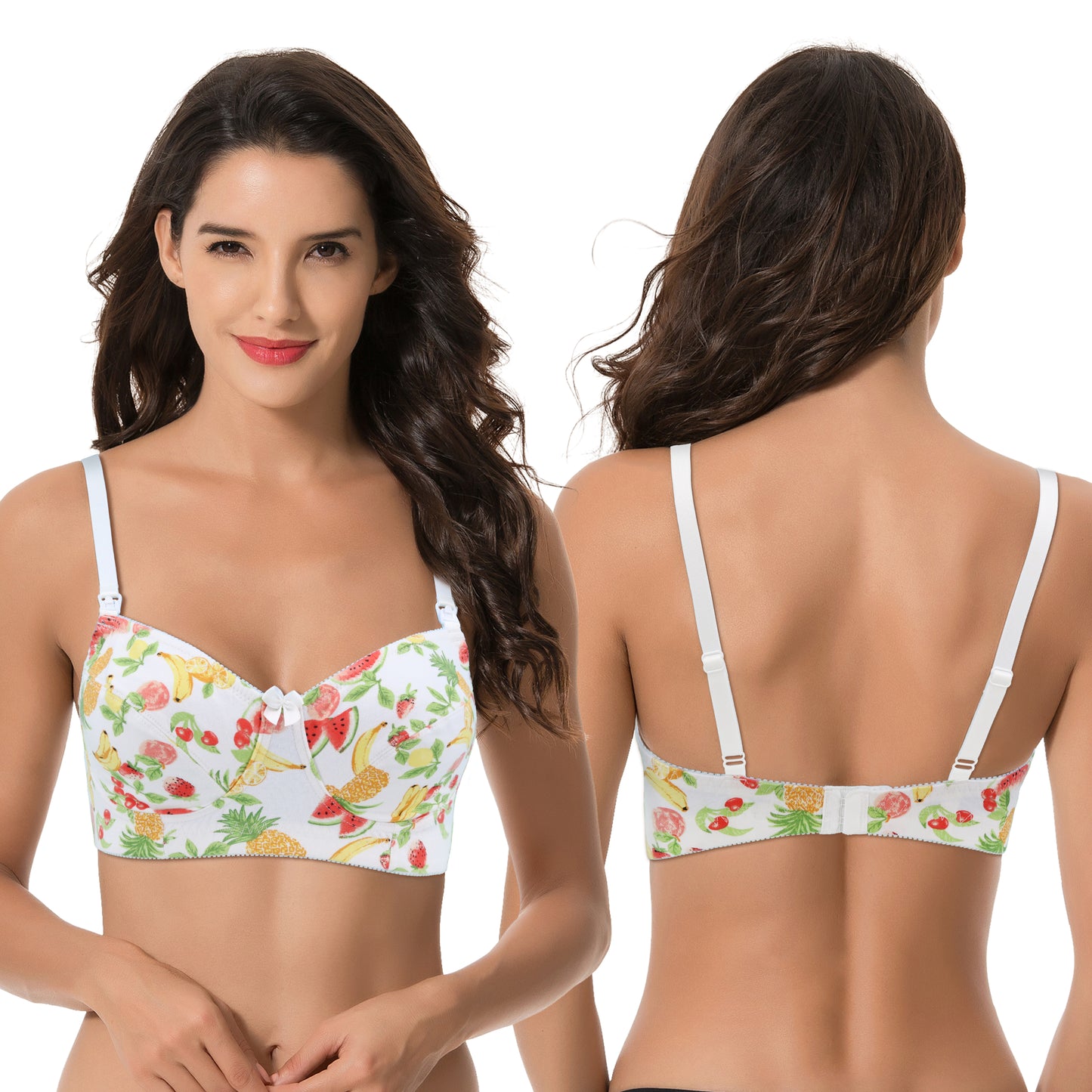 Women's Nursing Plus Size Wirefree Unlined Maternity Lace Trim Bra