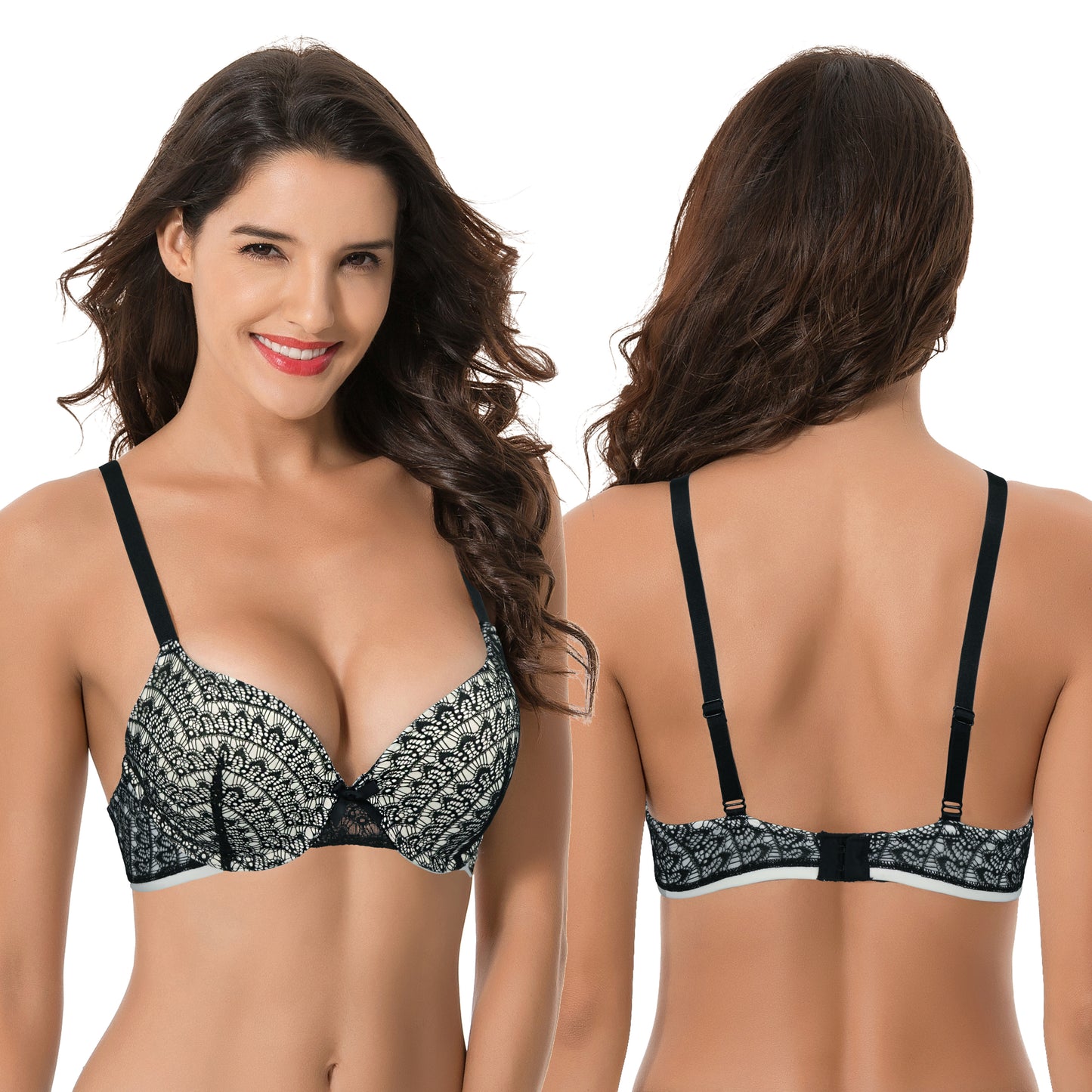 Women's Plus Size Perfect Shape Add 1 Cup Push Up Underwire Lace Bras