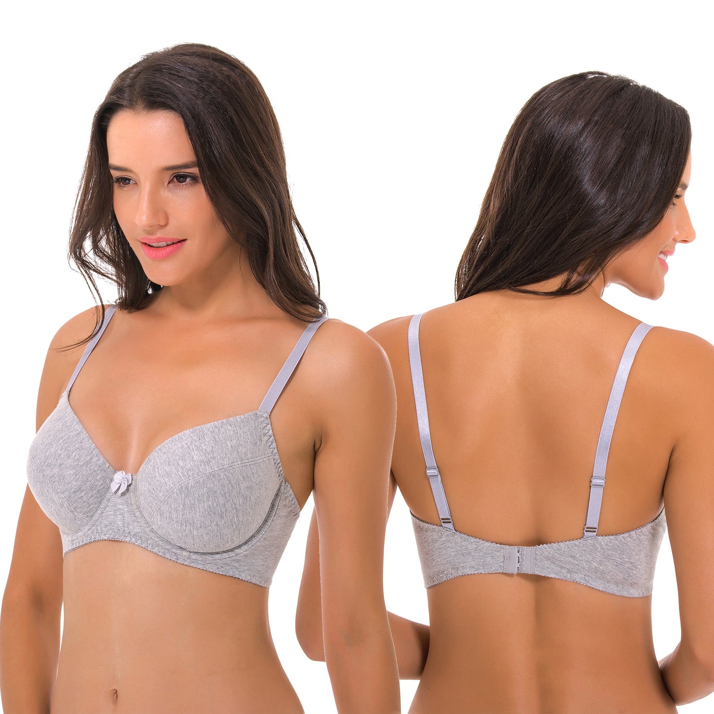 Women's Plus Size Cotton Unlined Balconette Underwire Bras