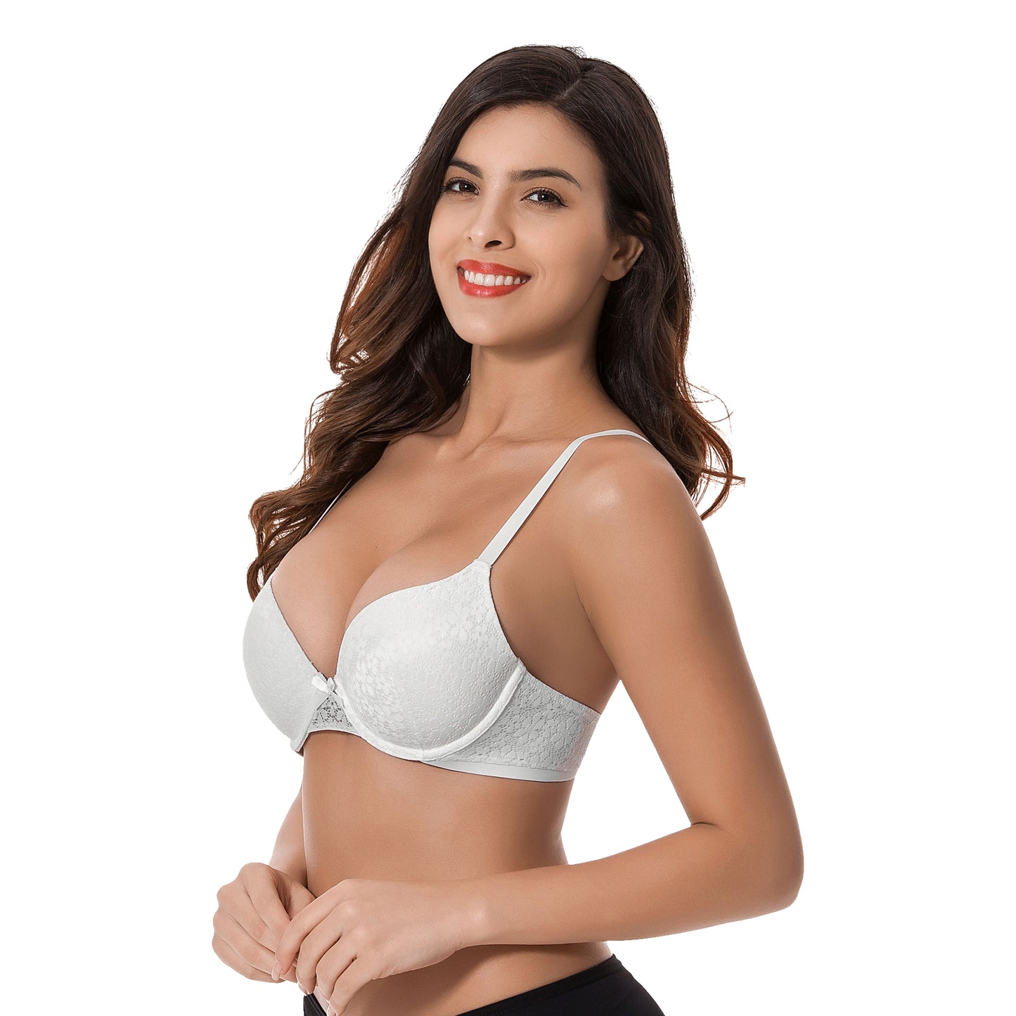 Women's Plus Size Perfect Shape Add 1 Cup Push Up Underwire Lace Bras