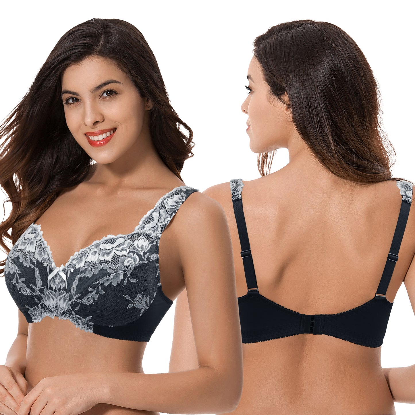 Women's Plus Size Minimizer Unlined Wireless Lace Full Coverage Bras