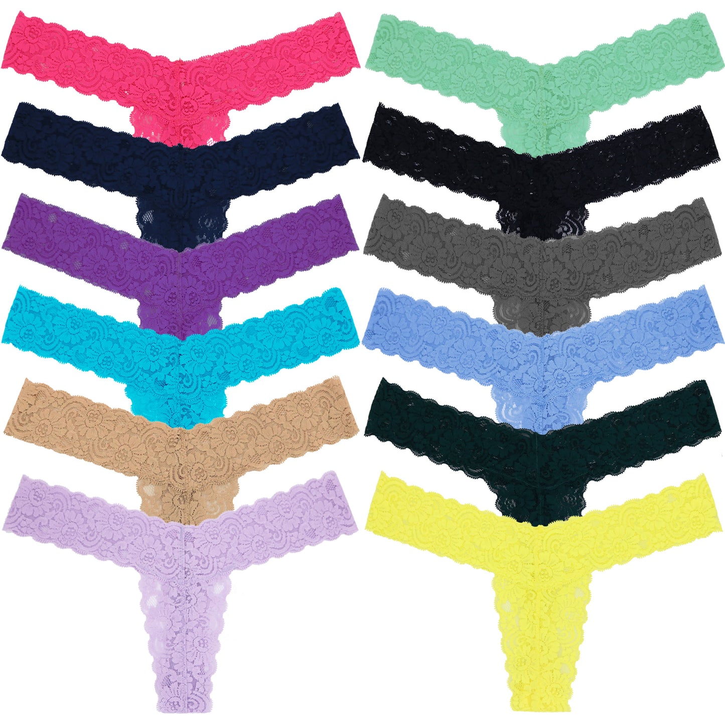 Women's Sexy Lace Thongs Low Rise One Size Panties