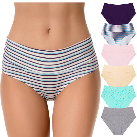 Women's Plus Size Cotton Mid Waist Briefs Panties Underwear
