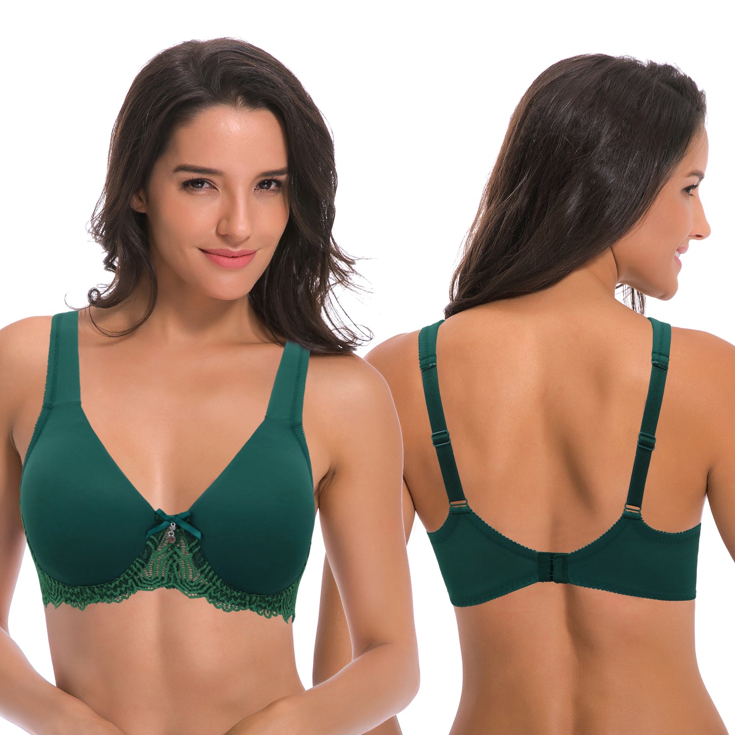 Women's Plus Size Unlined Underwire Lace Bra with Cushion Straps