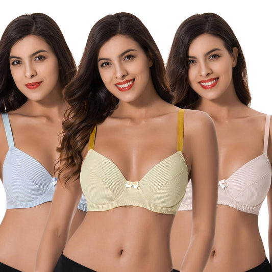 Women's Plus Size Underwired Unlined Balconette Cotton Bra