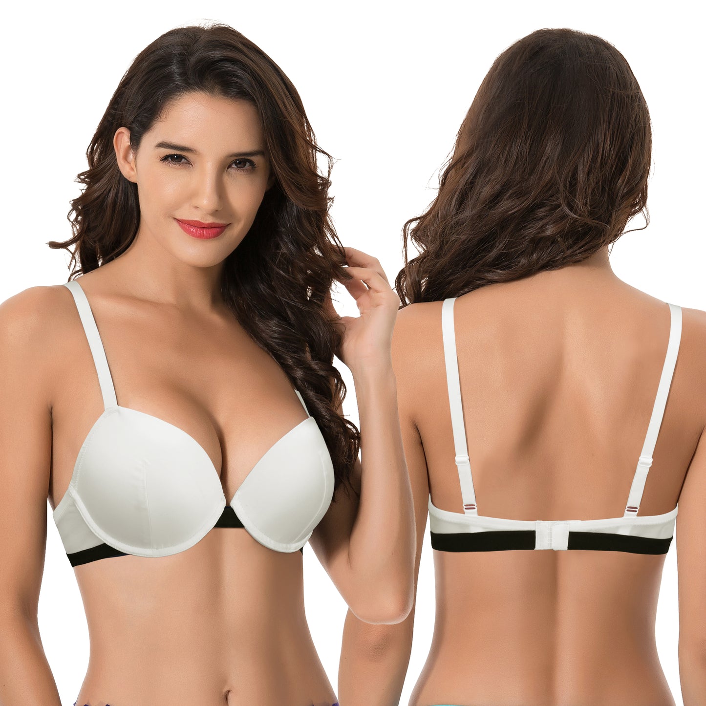 Women's Plus Size Add 1 and a half Cup Push Up Underwire Lace Bras -2PK