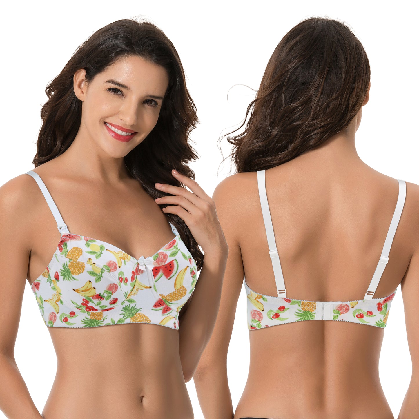 Women's Nursing Plus Size Wirefree Unlined Maternity Lace Trim Bra