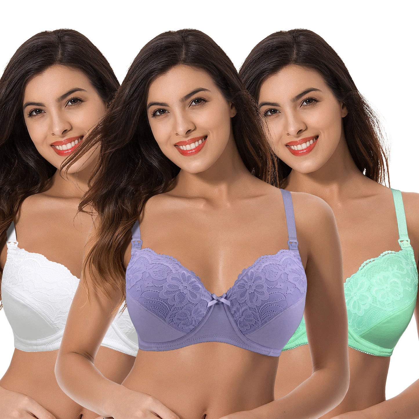 Plus Size Nursing Underwire Bra with drop-down cups (Pack of 3)