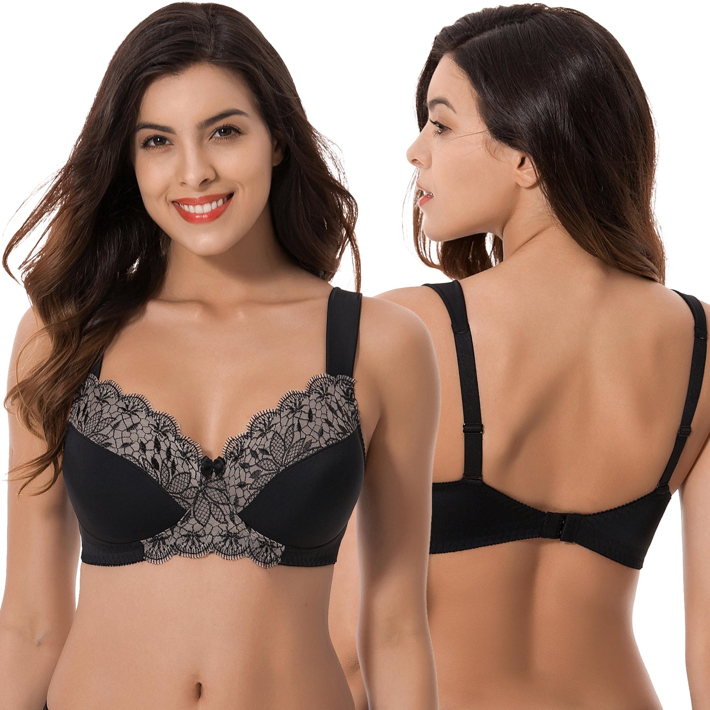 Plus Size Unlined Minimizer Wirefree Bras with Embroidery Lace