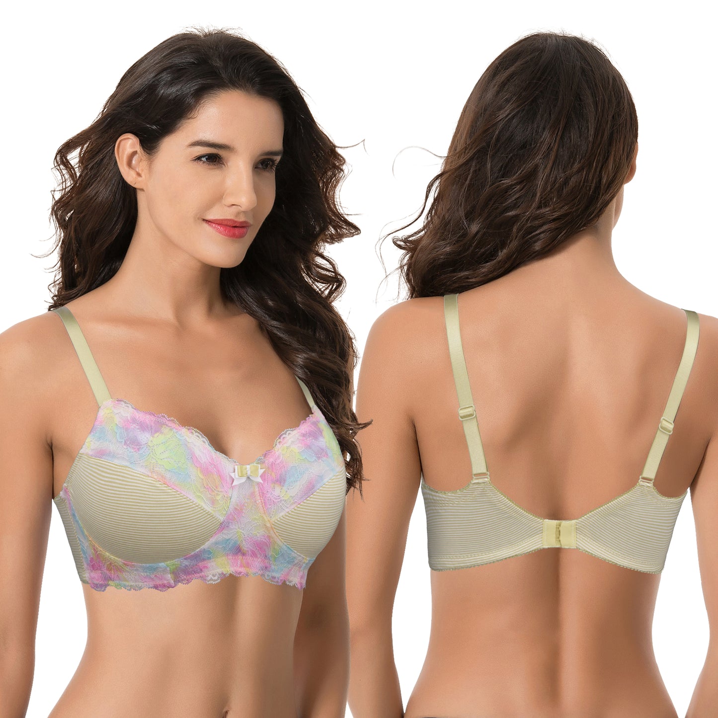 Women's Plus Size Minimizer Wirefree Unlined Bra With Lace Trim