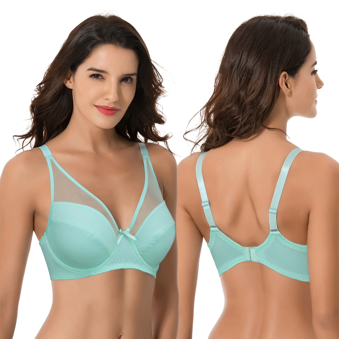 Plus Size Minimizer Underwire Bra with Floral and leopard Print-2pack