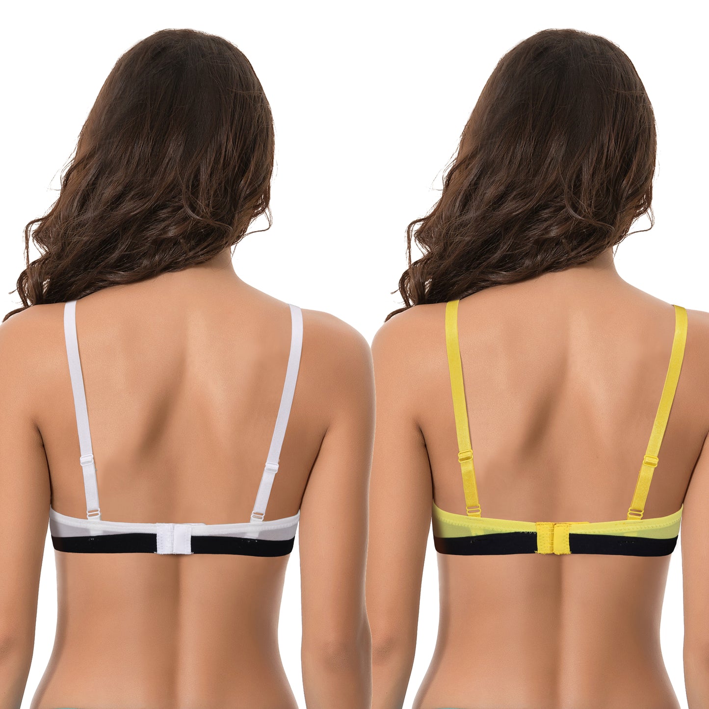 Women's Plus Size Add 1 and a half Cup Push Up Underwire Bras -2PK-White Print,White