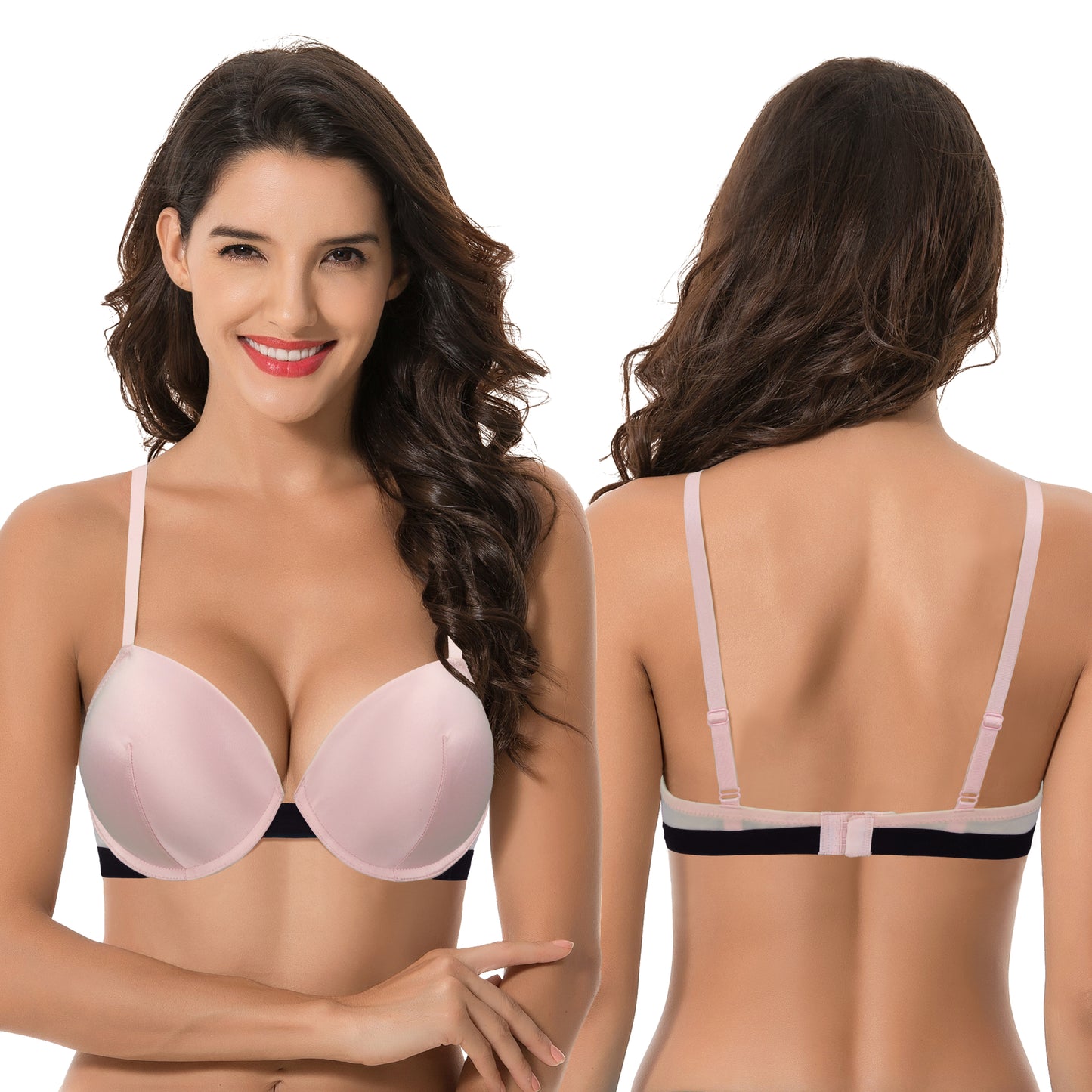 Women's Plus Size Add 1 and a half Cup Push Up Underwire Lace Bras -2PK