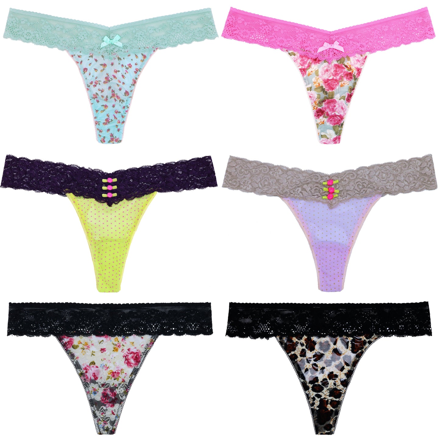 Women's Low Rise Sexy Sheer Lace Thongs Panties