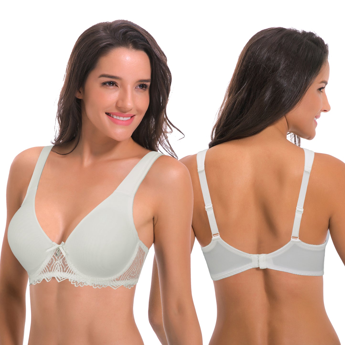 Women's Plus Size Unlined Underwire Lace Bra with Cushion Straps
