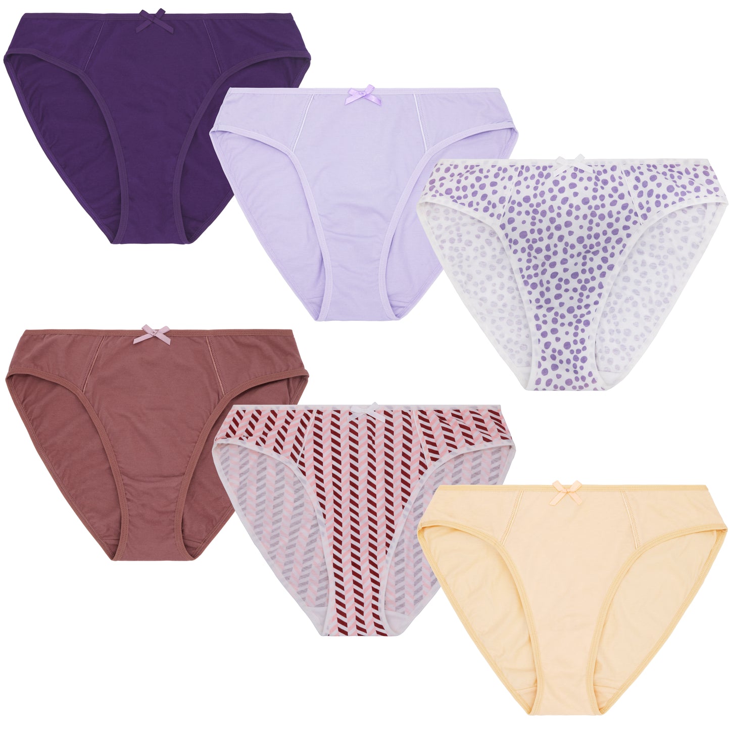 Women's 100% Cotton Bikini Briefs High Waist Underwear Panties