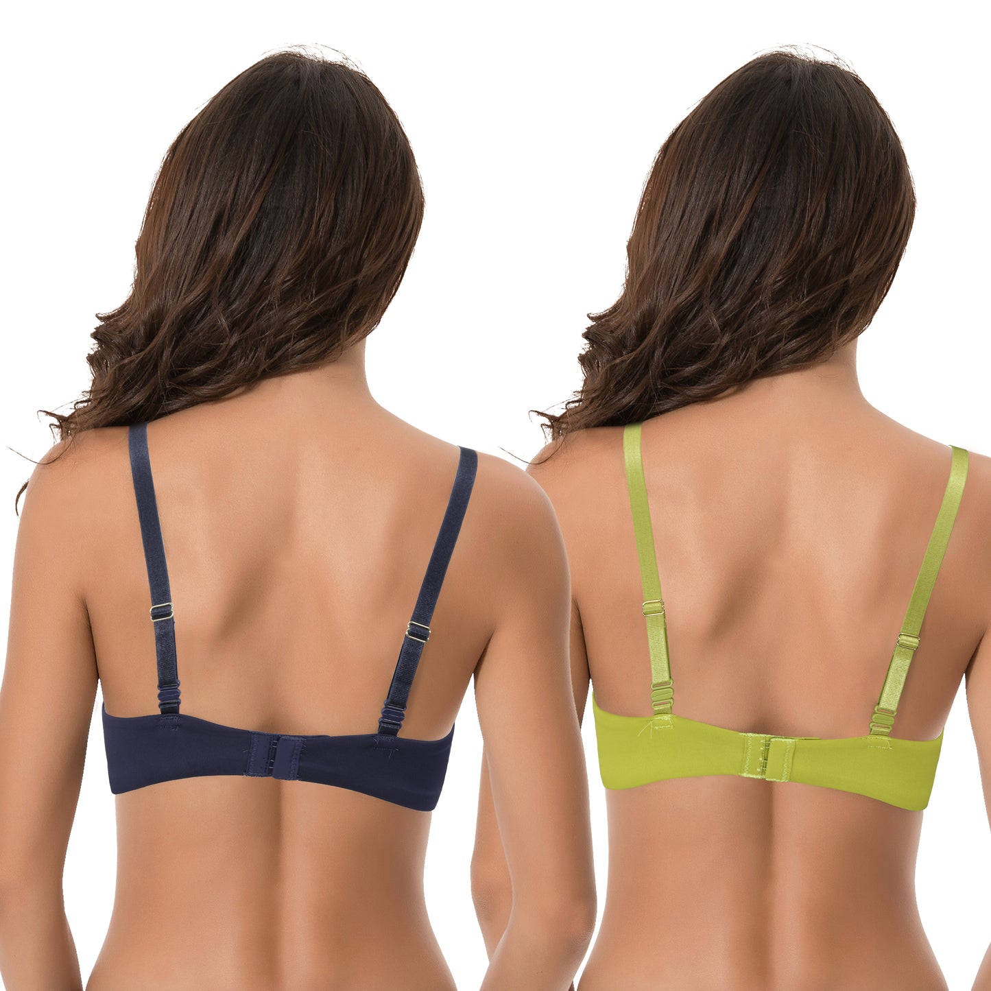 Women's Light Lift Underwire Convertible Add 1 Cup Push Up Tshirt Bra-2PK-Navy,Lime