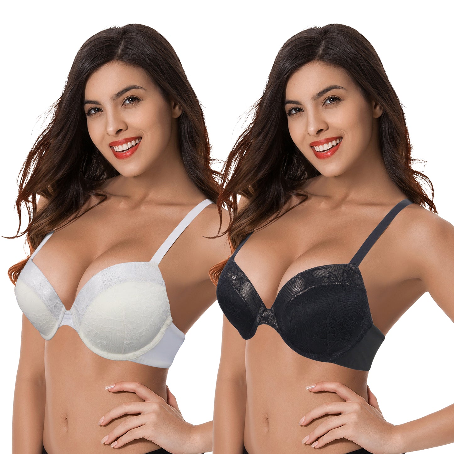 Women's Plus Size Add 1 and a half Cup Push Up Underwire Lace Bras