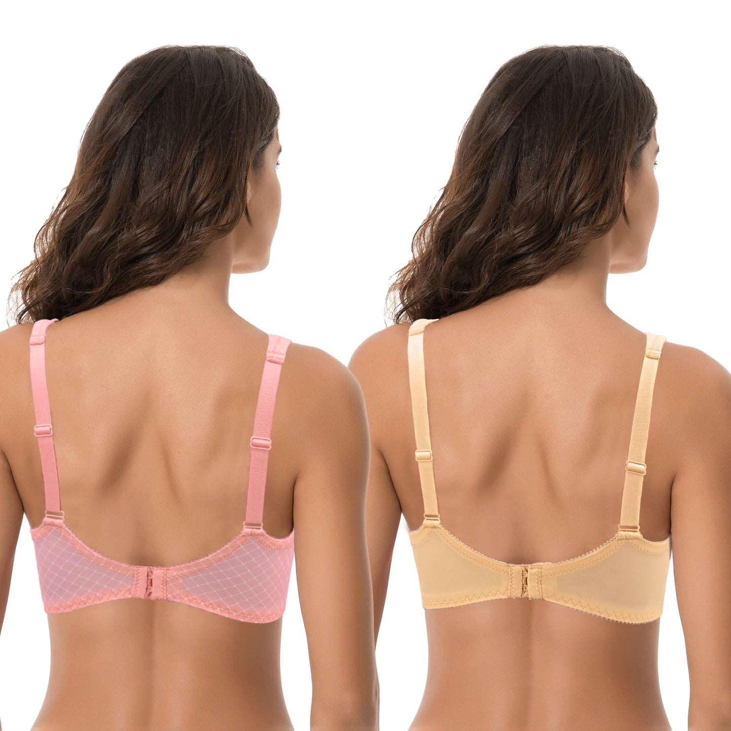 Women's Plus Size Unlined Underwire Lace Bra with Cushion Straps