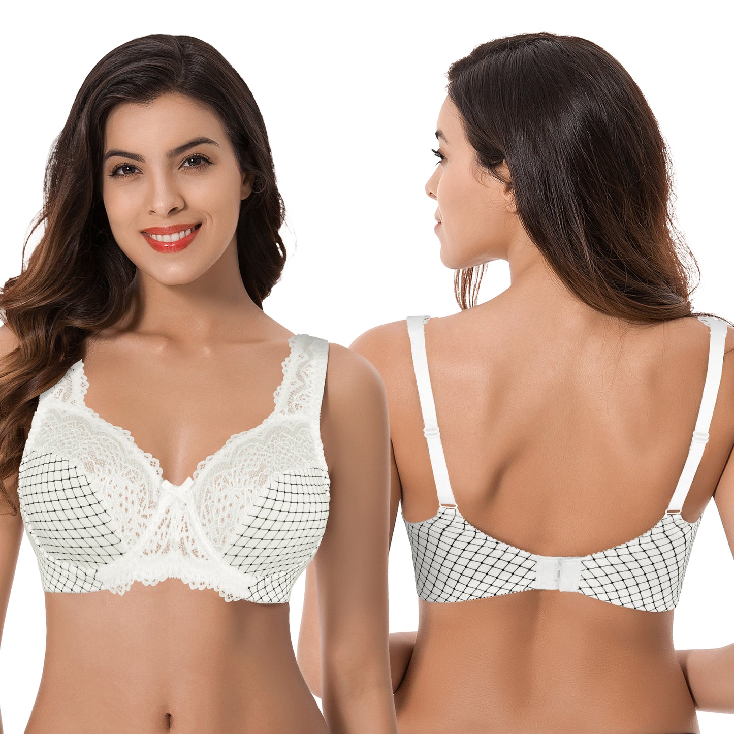 Women's Minimizer Unlined Underwire Bra With Lace Embroidery