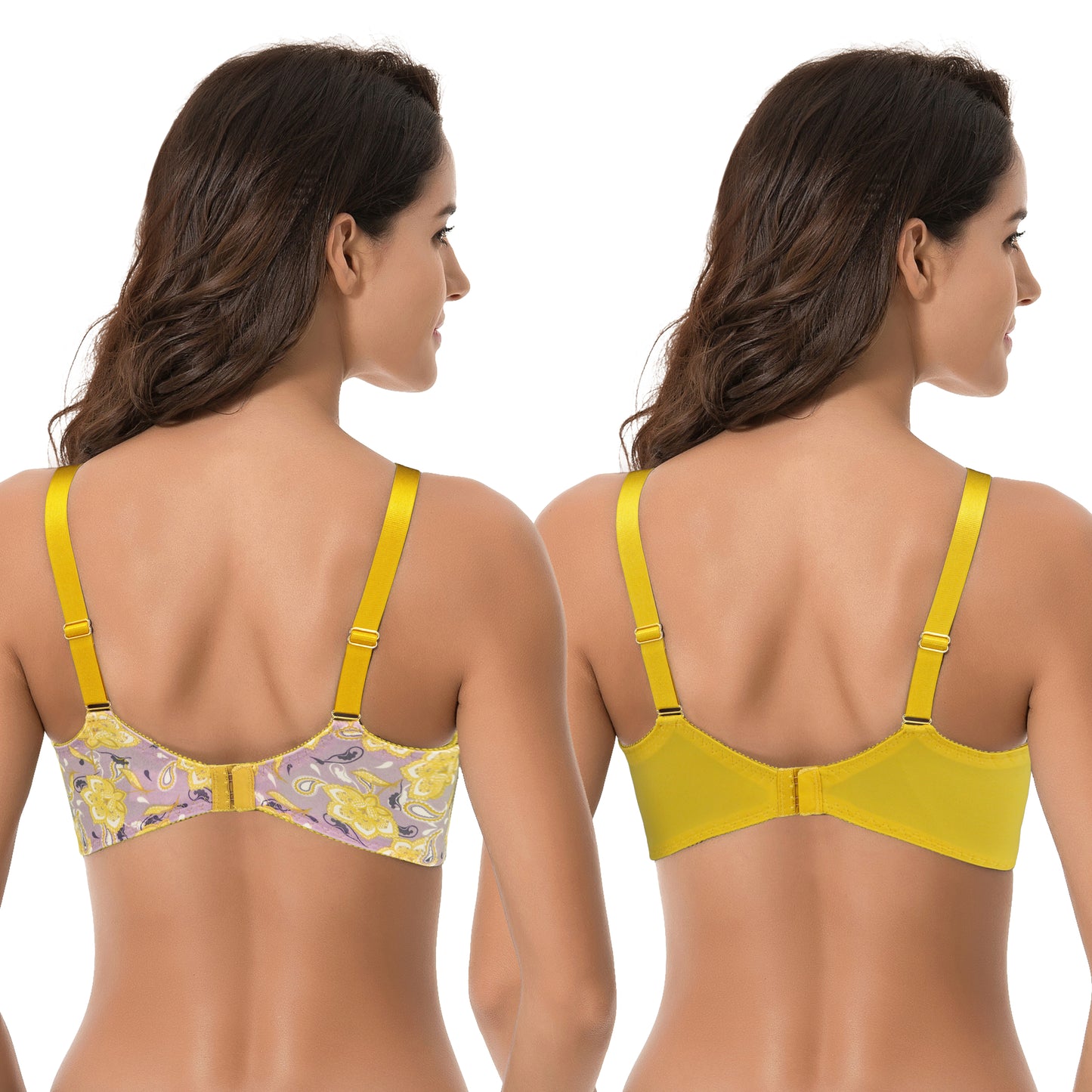 Plus Size Minimizer Underwire Bra with Floral and leopard Print-2pack