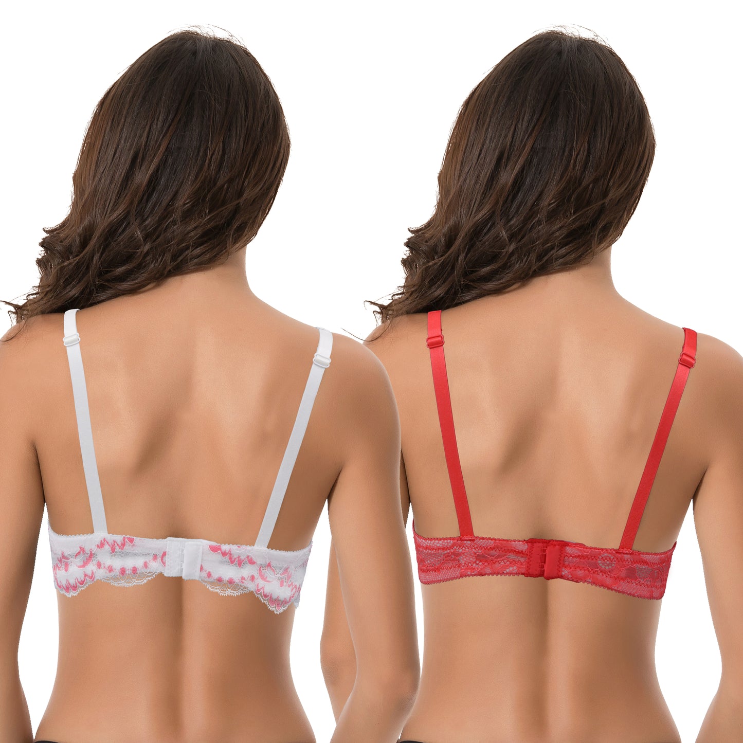 Women's Plus Size Perfect Shape Add 1 Cup Push Up Underwire Bras-2PK