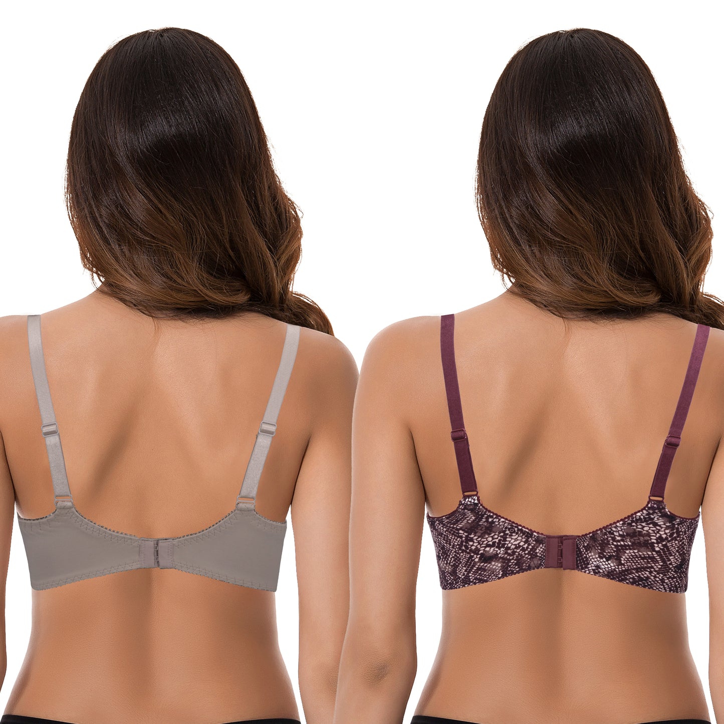 Plus Size Minimizer Underwire Bra with Floral and leopard Print-2pack