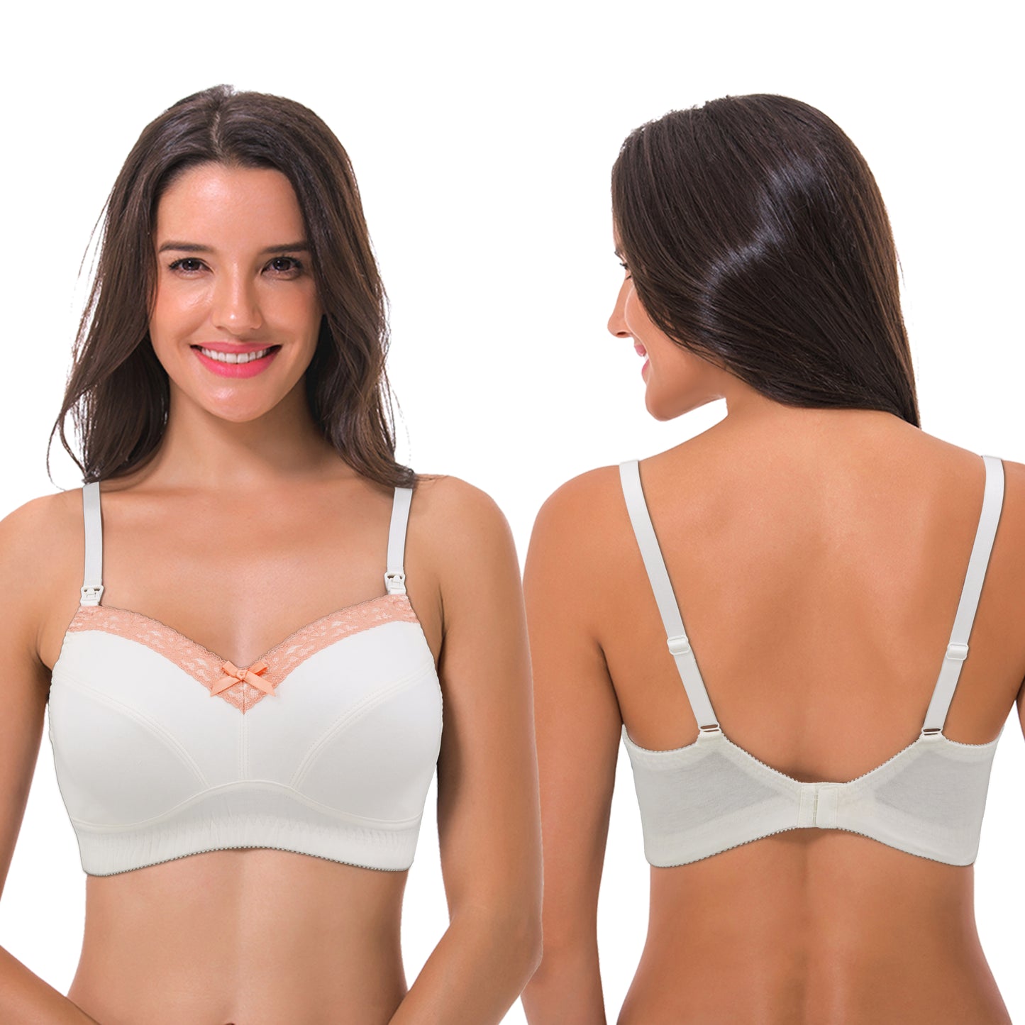 Women's Nursing Plus Size Wirefree Unlined Maternity Lace Trim Bra