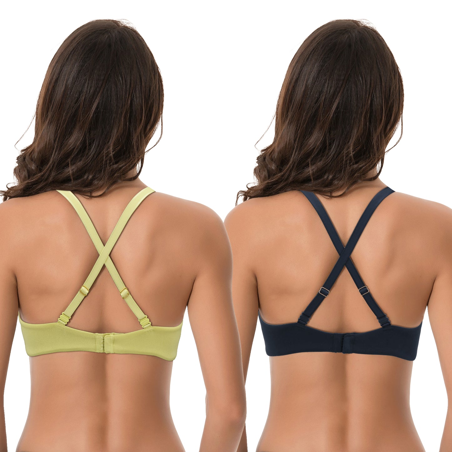 Women's Light Lift Add 1 Cup Push Up Underwire Convertible Tshirt Bra-2PK