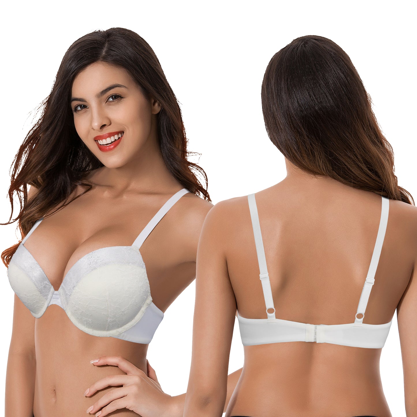 Women's Plus Size Add 1 and a half Cup Push Up Underwire Lace Bras