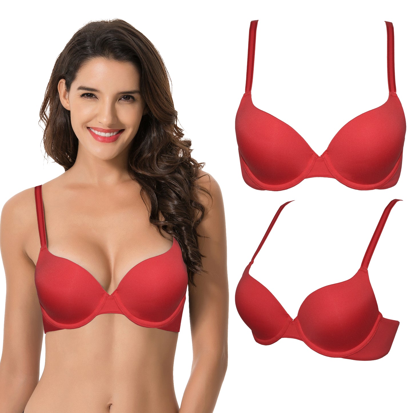 Women's Light Lift Add 1 Cup Push Up Underwire Convertible Tshirt Bra