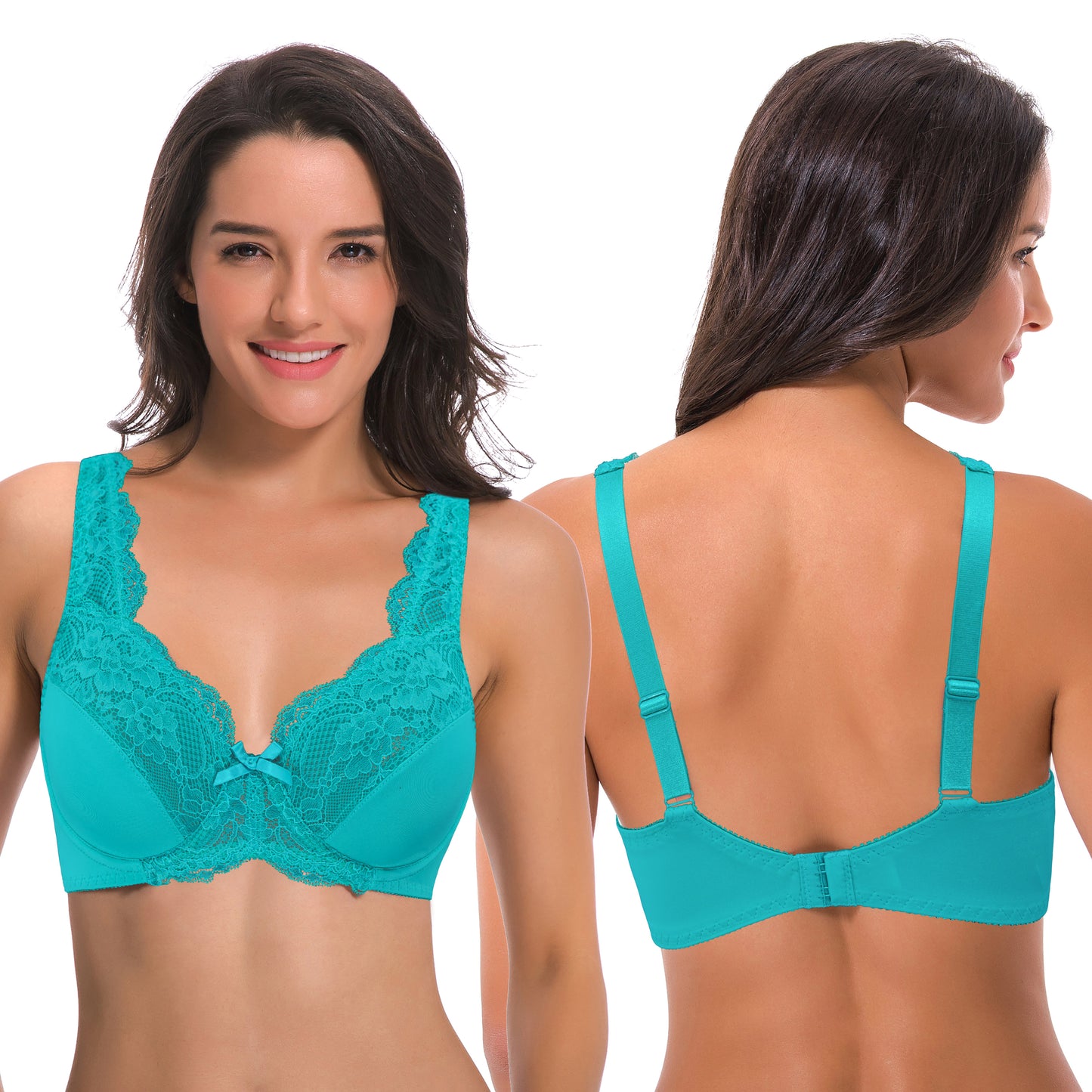 Women's Minimizer Unlined Underwire Bra With Lace Embroidery