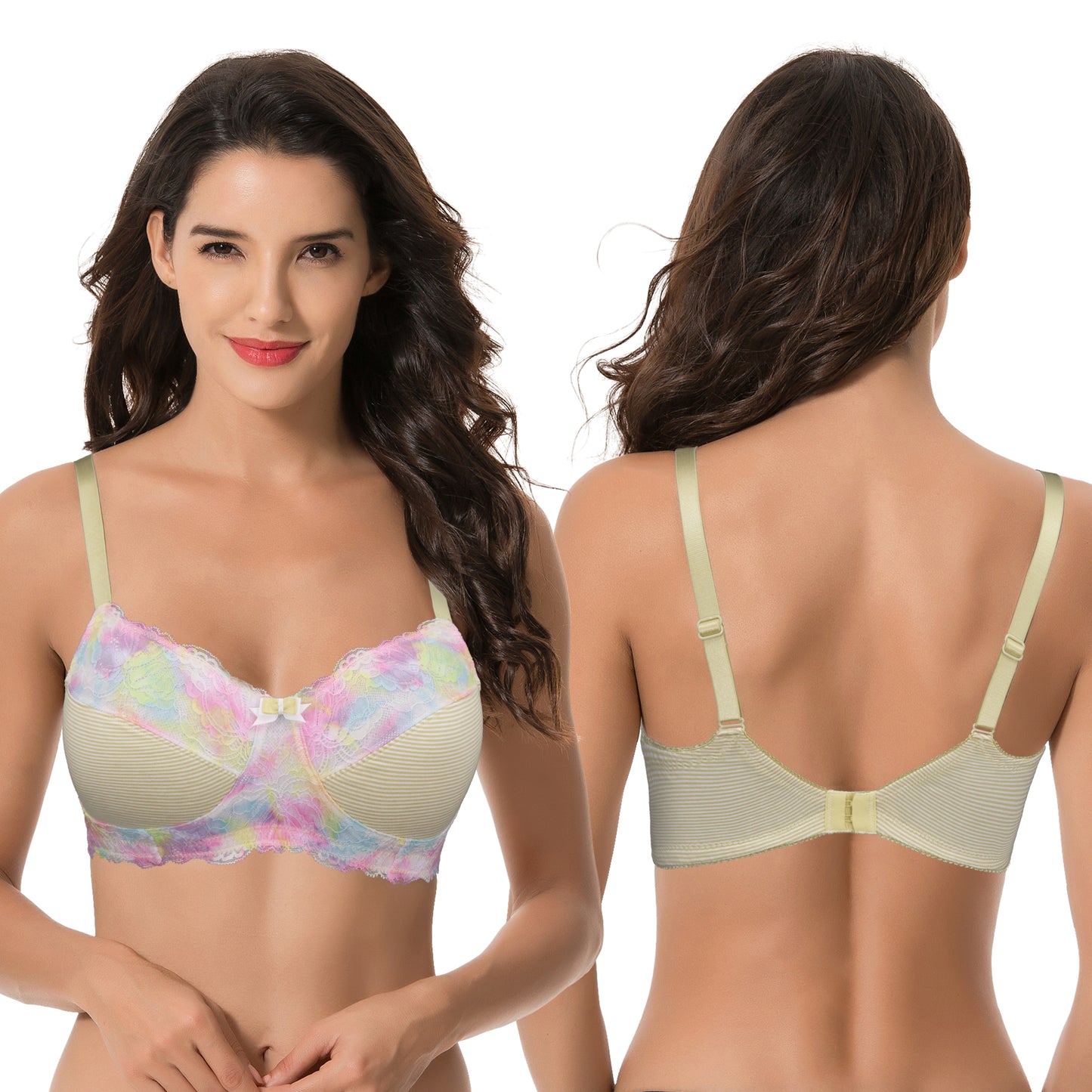 Women's Plus Size Minimizer Wirefree Unlined Bra With Lace Trim