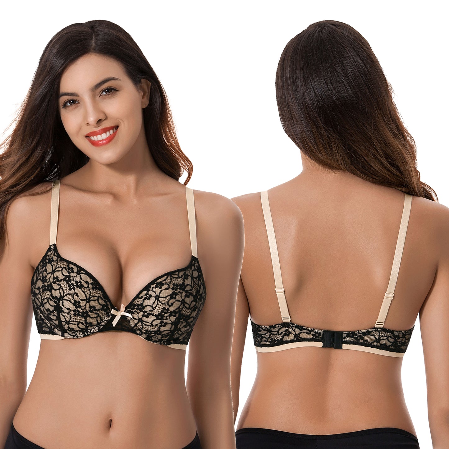 Women's Plus Size Perfect Shape Add 1 Cup Push Up Underwire Lace Bras