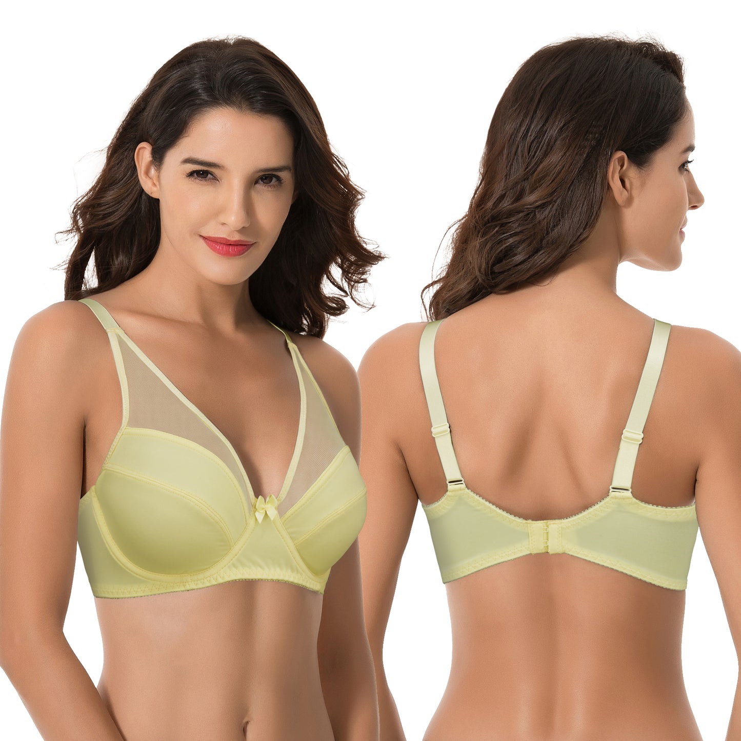 Plus Size Minimizer Underwire Bra with Floral and leopard Print-2pack