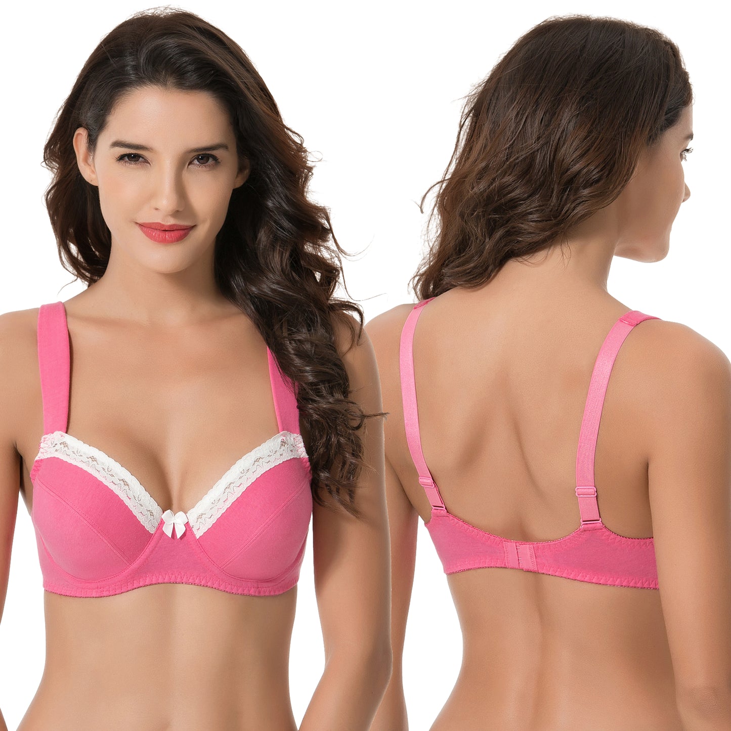 Women's Plus Size Underwired Unlined Balconette Cotton Bra